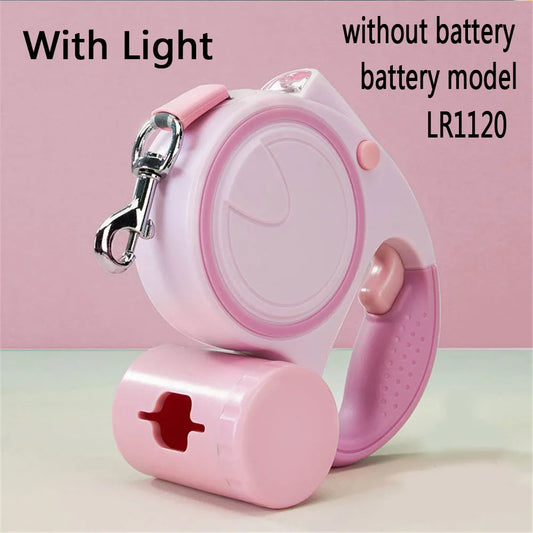 NONECN LED Retractable Dog Leash With Garbage Bag Holder