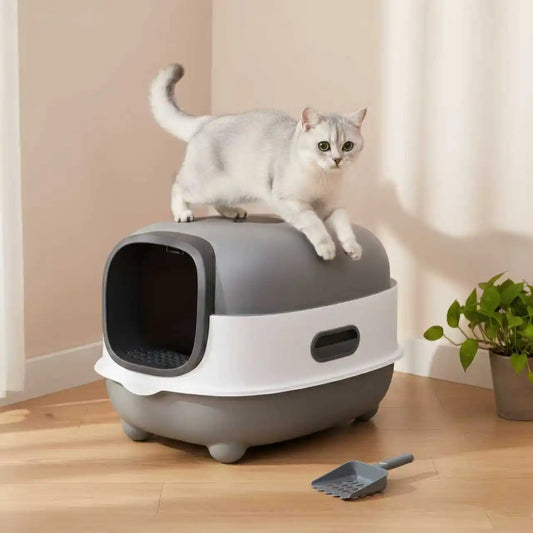 Cat Litter Box With Hood And Front Entry Leakproof Scoop