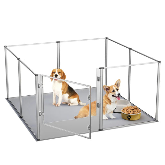 BORWARTH Dog Playpen Acrylic Enclosure With Waterproof Pad