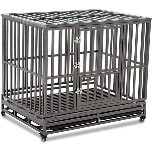 Heavy Duty Dog Cage Kennel Crate With Four Wheels