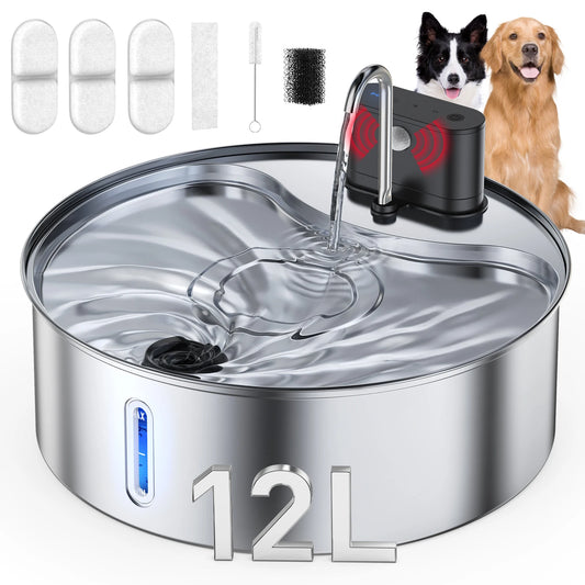 Cityflee Rechargeable Stainless Steel Pet Water Fountain With Motion Sensor