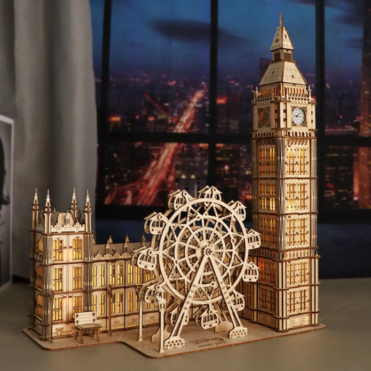 Music Park 3D Big Ben Wooden Puzzle Kit Desktop Clock