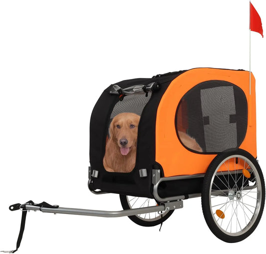 Steel Dog Bike Trailer with Universal Bicycle Coupler Folding Pet Cart Bicycle Carrier Max 40kg Water Resistant Pet Bike Trailer