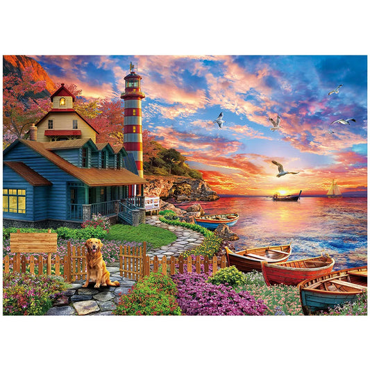 Sunset Lighthouse Jigsaw Puzzle for Adults Challenging Family Night