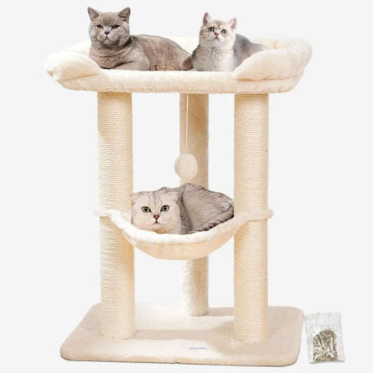 XMSJ Cat Tree Tower With Bed Scratcher For Indoor Cats
